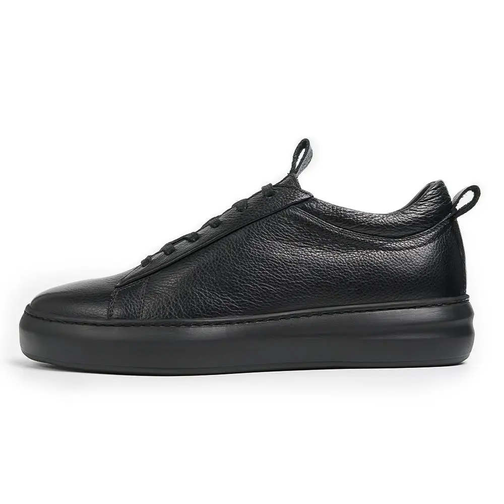 SNEAKERS CUIR NOIRES MOD:018