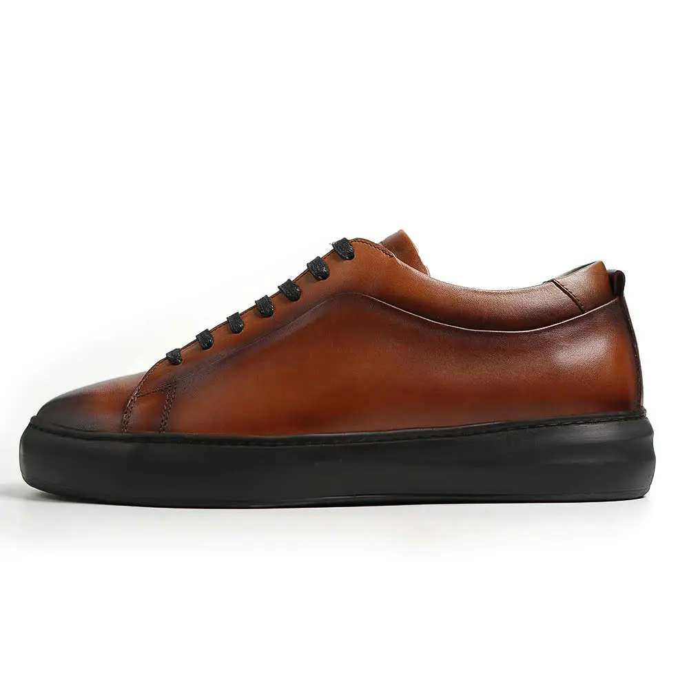 BASKETS CUIR MARRON MOD:017